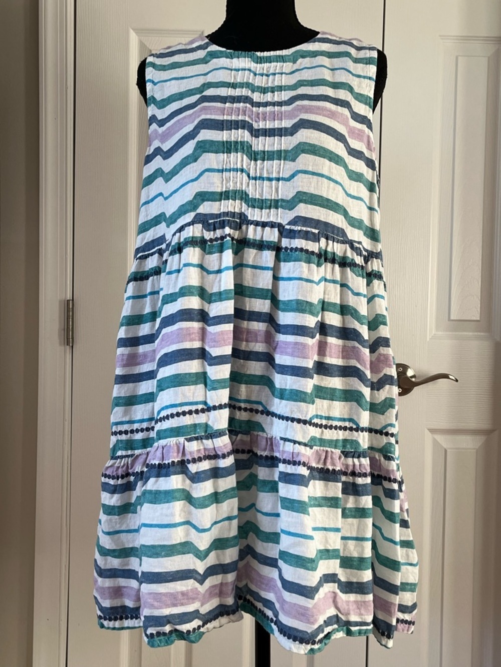 Pomegranate Linen Tiered Dress Sz Medium EUC